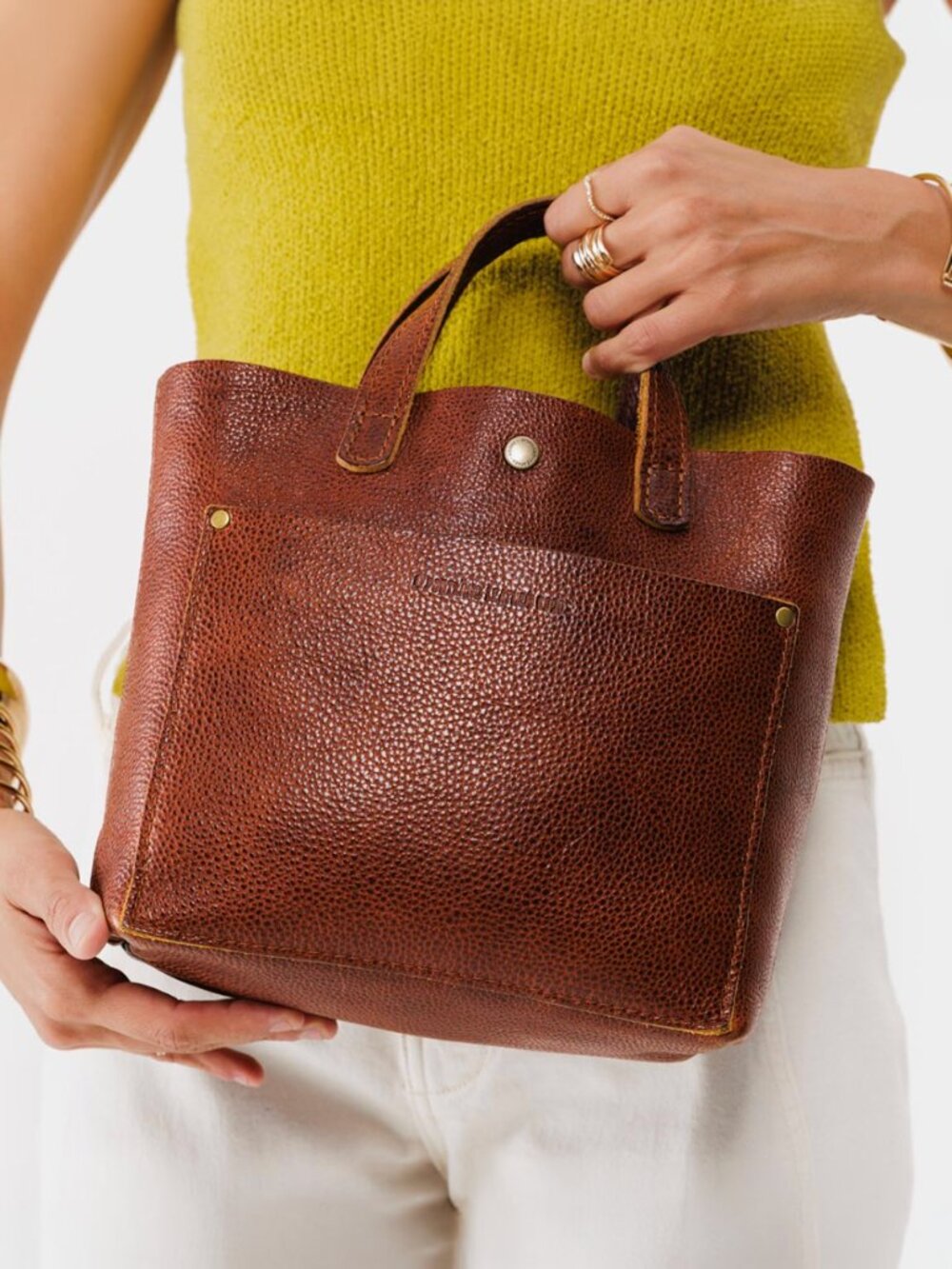 Portland Leather Goods Mini Crossbody Tote Bag Dune Tan Full Grain Leather - Picture 10 of 10
